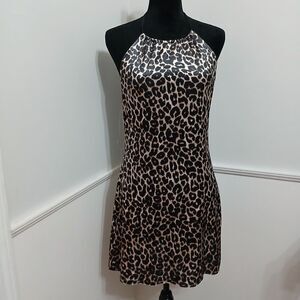 Wild‎ Fable Women's M Velvet Leopard Animal Print Halter Mini Dress New